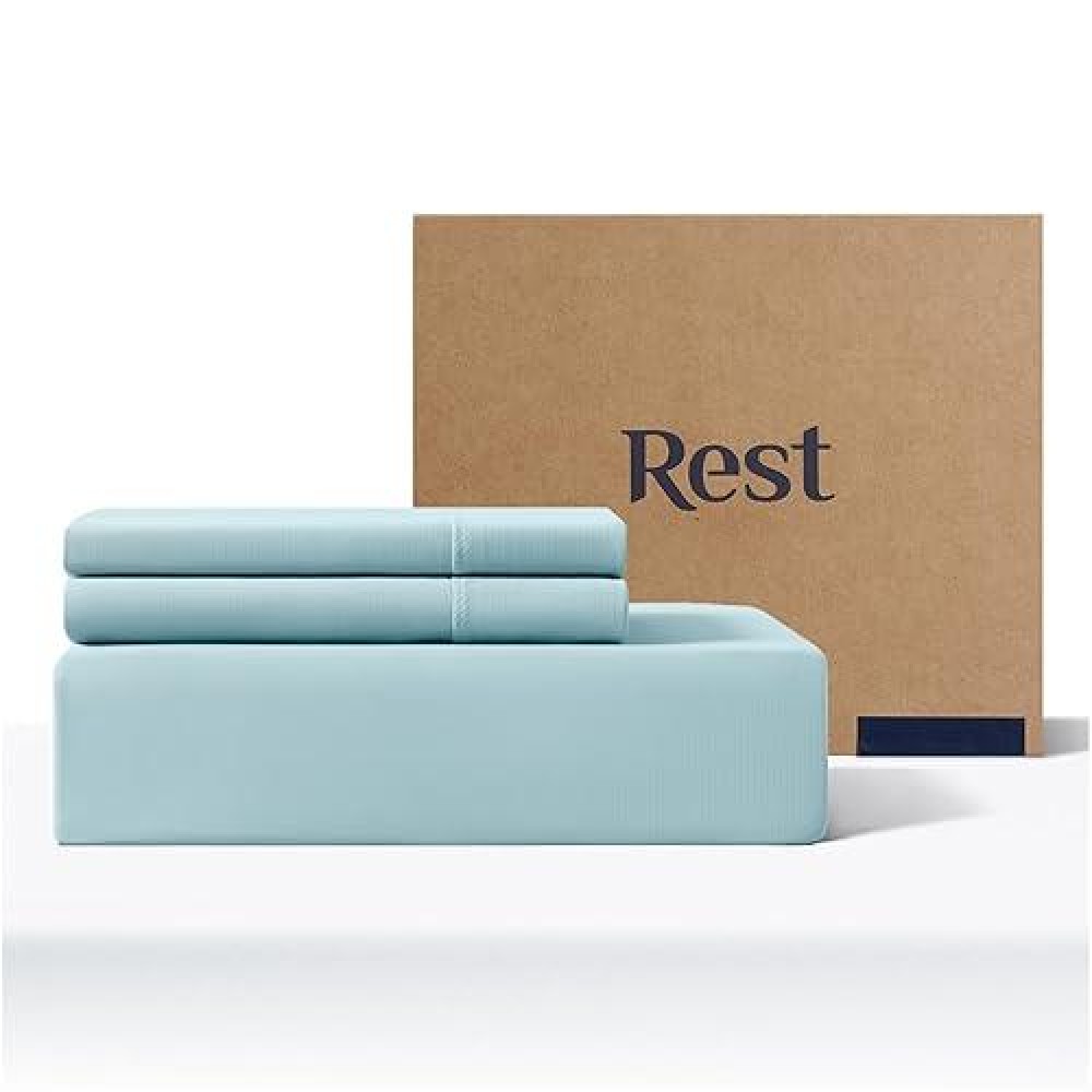 Rest Evercool Starter Sheet Set Twinxl Light Blue Breathable Bed Sheets For Hot Sleeper And Night Sweats With Pillowcases I