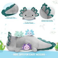 Beniny 4Pcs Axolotl Plush Long Axolotl Stuffed Animal Mommy 24 Inch With 3 Baby Axolotl Plushies In Tummy Axolotl Plushie Pill