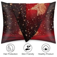 Satin Pillowcase For Hair And Skin Red Galaxy Tree Silk Pillowcase With Zipper Soft Silky Pillow Cover Standard Size 20X26 In