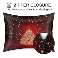 Satin Pillowcase For Hair And Skin Red Galaxy Tree Silk Pillowcase With Zipper Soft Silky Pillow Cover Standard Size 20X26 In