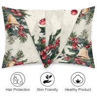 Christmas Berry Bell Pillowcase For Hair And Skin Silk Pillowcase With Zipper Queen Size Pillow Cases Cooling Satin Pillow Cov