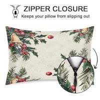 Christmas Berry Bell Pillowcase For Hair And Skin Silk Pillowcase With Zipper Queen Size Pillow Cases Cooling Satin Pillow Cov