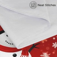 Satin Pillowcase For Hair And Skin Red Christmas Snowman Silk Pillowcase With Zipper Soft Silky Pillow Cover Standard Size 20