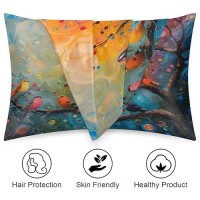 Watercolor Branch Birds Pillowcase For Hair And Skin Silk Pillowcase With Zipper Queen Size Pillow Cases Cooling Satin Pillow