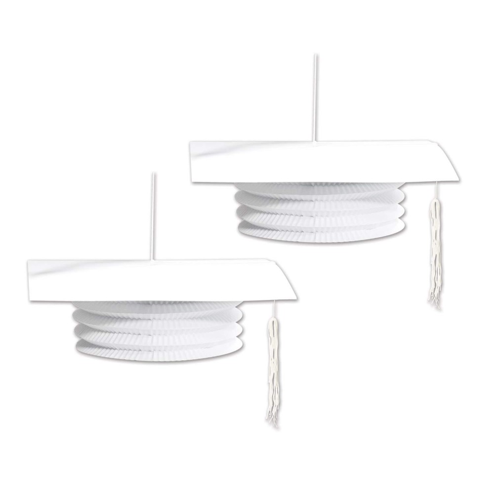 Beistle 54566W Grad Cap Paper Lanterns 9Inch White