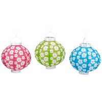 Beistle Lightup Hibiscus Paper Lanterns 8Inch Ceriselight Greenturquoisewhite