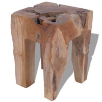 vidaXL Modern Farmhouse Stool Handmade with Solid Teak Wood Versatile Use as Side Table Footrest Plant Stand Indoor Furnitu
