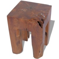 vidaXL Modern Farmhouse Stool Handmade with Solid Teak Wood Versatile Use as Side Table Footrest Plant Stand Indoor Furnitu