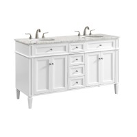 60 In. Double Bathroom Vanity Set In White