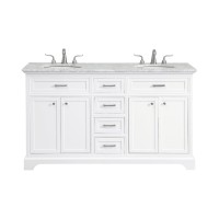 60 In. Double Bathroom Vanity Set In White