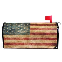 Wamika Vintage American Flag Us Stars And Red Stripe Mailbox Covers Standard Size Patriotic American Star Stripe Magnetic Mail C