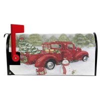 Christmas Red Truck Snowman Mailbox Cover Standard Size Winter Xmas Tree Snowflake Cardinal Bird Magnetic Mailbox Covers Garden