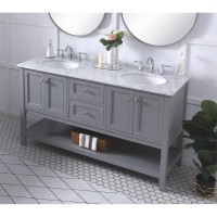 60 In. Double Sink Bathroom Vanity Set In Grey
