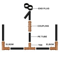 Arfun 28P Drip Irrigation Fittings Kit 17Mm For 12 Tubing 600 Id 10 Couplings 6 Tees 6 Elbows And 6 Tubing End Clos