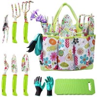 Naye Garden Tool Set Cute Gardening Gifts For Women Birthday Gifts For Mom Heavy Duty Tool Kit With Gloves Garden Tote Kneeling