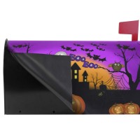 Wamika Happy Halloween Pumpkin Gost Trick Or Treat Mailbox Covers Large Ghost Owl Bat Castle Boo Purple Magnetic Mail Cover Lett