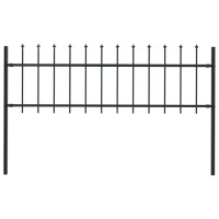 Vidaxl Garden Fence With Spear Top Steel 669X236 Black