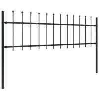 Vidaxl Garden Fence With Spear Top Steel 669X236 Black