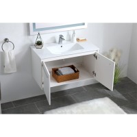 36 Inch Single Bathroom Floating Vanity In White