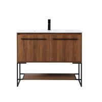 40 Inch Single Bathroom Vanity In Walnut Brown