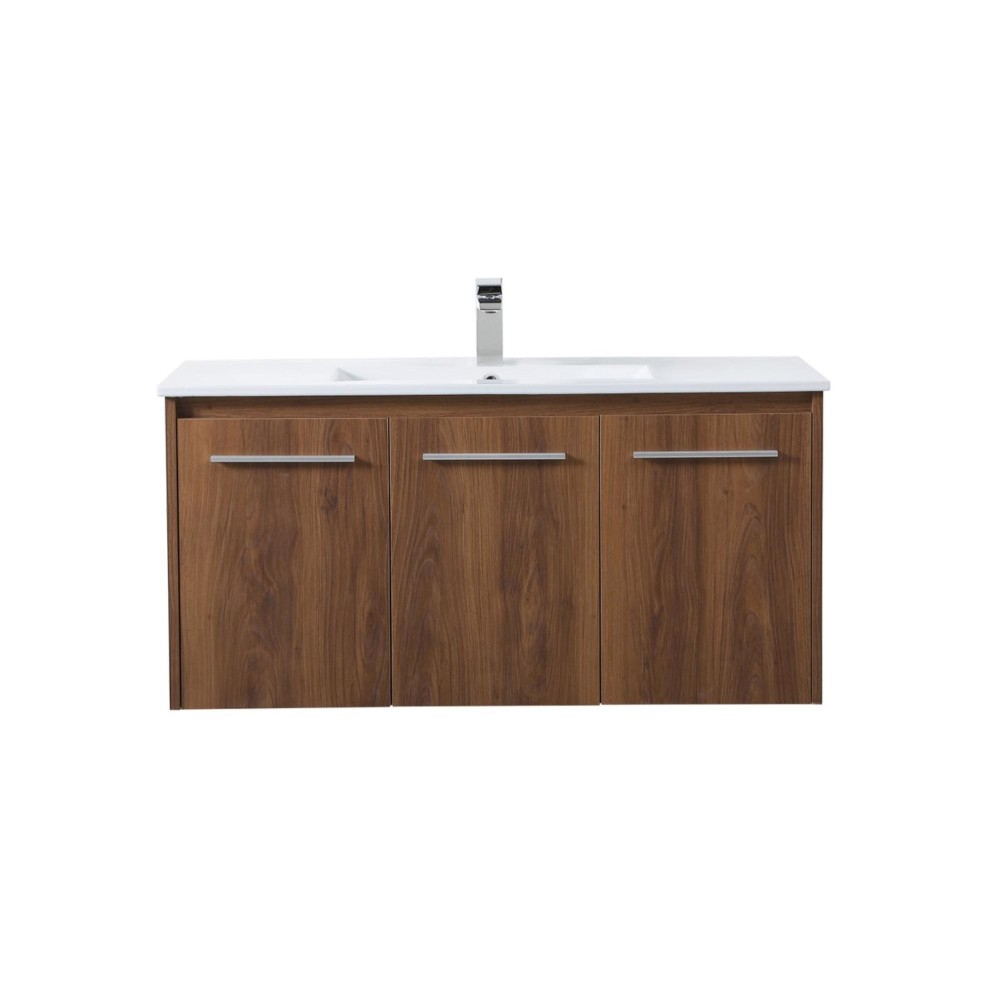 40 Inch Single Bathroom Floating Vanity In Walnut Brown