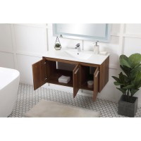 40 Inch Single Bathroom Floating Vanity In Walnut Brown