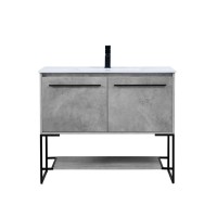 40 Inch Single Bathroom Vanity In Concrete Grey