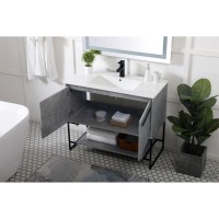 40 Inch Single Bathroom Vanity In Concrete Grey