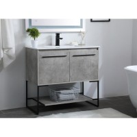 36 Inch Single Bathroom Vanity In Concrete Grey