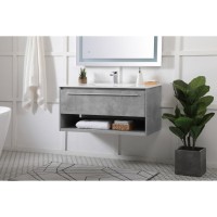 40 Inch Single Bathroom Floating Vanity In Concrete Grey
