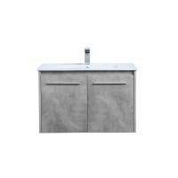 30 Inch Single Bathroom Floating Vanity In Concrete Grey