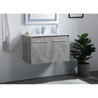 30 Inch Single Bathroom Floating Vanity In Concrete Grey