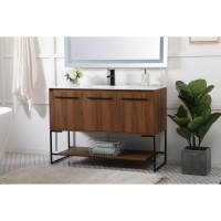 48 Inch Single Bathroom Vanity In Walnut Brown