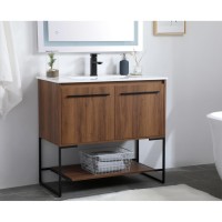 36 Inch Single Bathroom Vanity In Walnut Brown