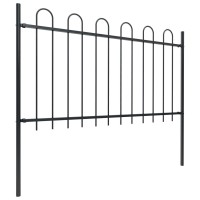 Vidaxl Garden Fence With Hoop Top Steel 502 Black