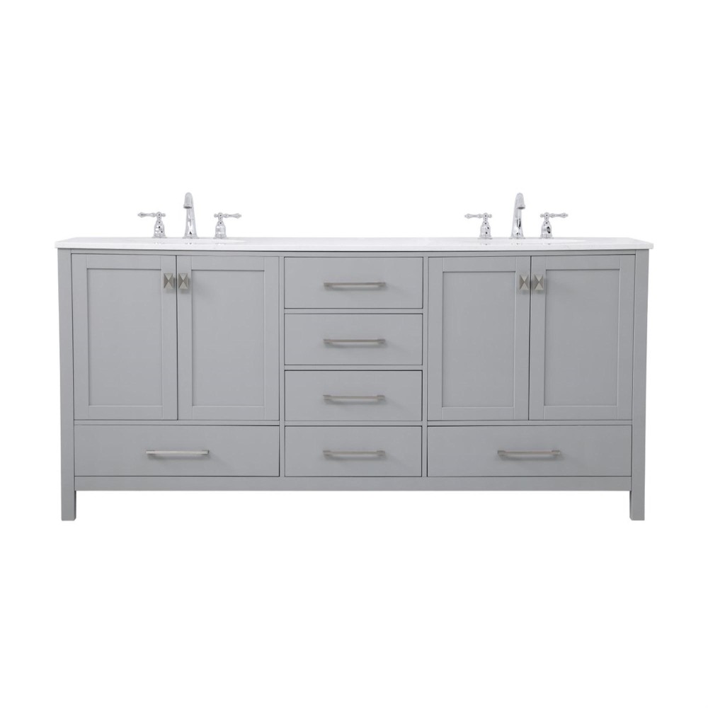 72 Inch Double Bathroom Vanity In Gray