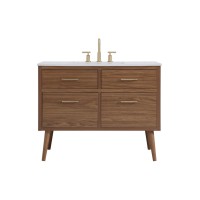 42 Inch Bathroom Vanity In Walnut Brown