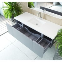 Vitri 54 - Fossil Grey Cabinet + Matte White Viva Stone Solid Surface Countertop