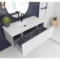 Vitri 48 - Cloud White Cabinet + Matte White Viva Stone Solid Surface Countertop
