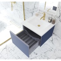 Vitri 24 - Nautical Blue Cabinet + Matte White Viva Stone Solid Surface Countertop