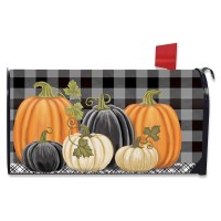 Briarwood Lane Checkered Pumpkins Autumn Magnetic Mailbox Cover Primitive Standard