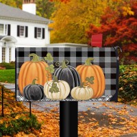 Briarwood Lane Checkered Pumpkins Autumn Magnetic Mailbox Cover Primitive Standard