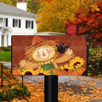 Briarwood Lane Happy Scarecrow Fall Magnetic Mailbox Cover Sunflowers Standard