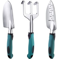 Fanhao Garden Tools Set 3 Piece Heavy Duty Gardening Tools Cast Aluminum With Soft Rubberized Nonslip Handle Durable Garden H