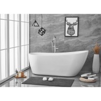 70 Inch Soaking Single Slipper Bathtub In Glossy White