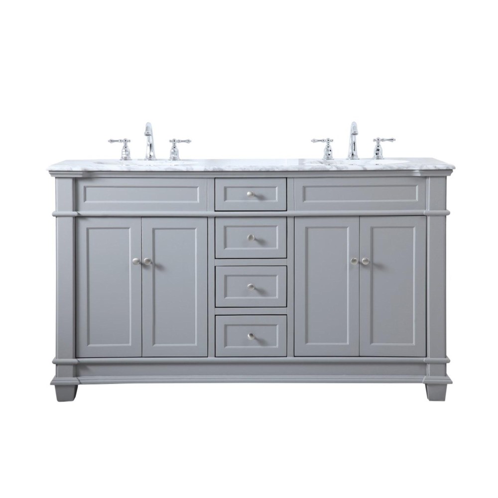 60 Inch Double Bathroom Vanity Set In Grey