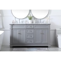 60 Inch Double Bathroom Vanity Set In Grey