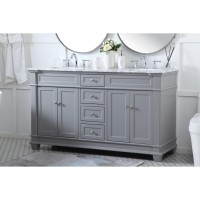 60 Inch Double Bathroom Vanity Set In Grey