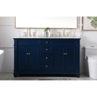 60 Inch Double Bathroom Vanity Set In Blue