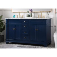 60 Inch Double Bathroom Vanity Set In Blue